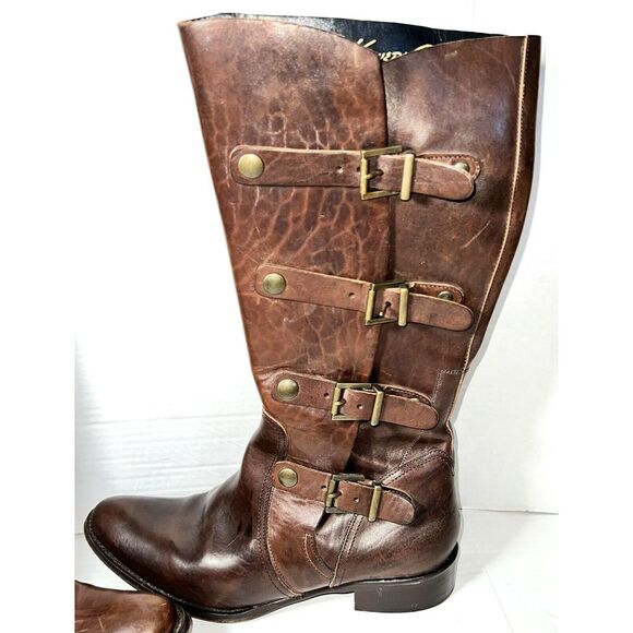 Kenneth Cole NY Brown Leather Equestrian Riding Ride Seek Boots Shoes Women 10 M - Picture 2 of 8